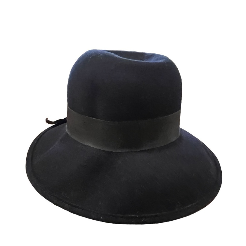 Tina Too Vintage 1960s Navy Boolean Wool Doeskin Felt Wide Brim Hat​​​​​​